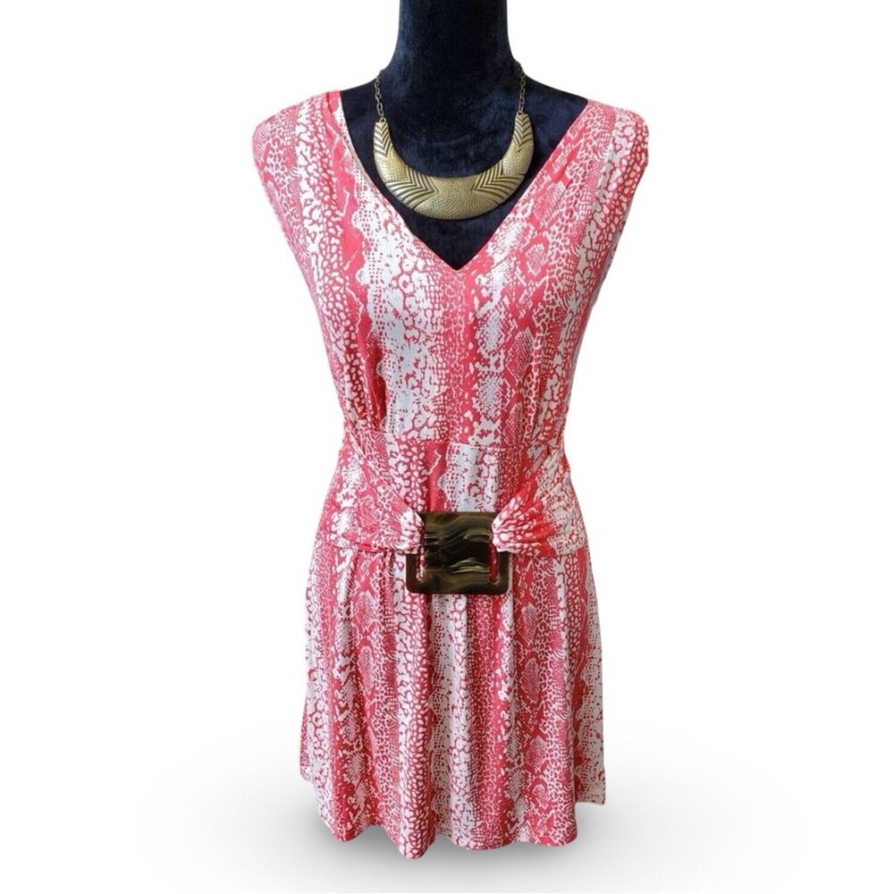 Liz Lange Belted Tunic Top Size‎ Large Stretch Sleeveless Colorful Tortoiseshell
